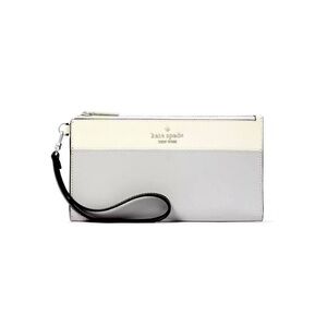 NWT Kate Spade Madison Double Zip Saffiano Wristlet Platinum Grey KC507 $169